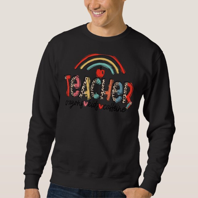 Moletom Professor Crayons Kids Caffeine Leopard Rainbow Co (Frente)