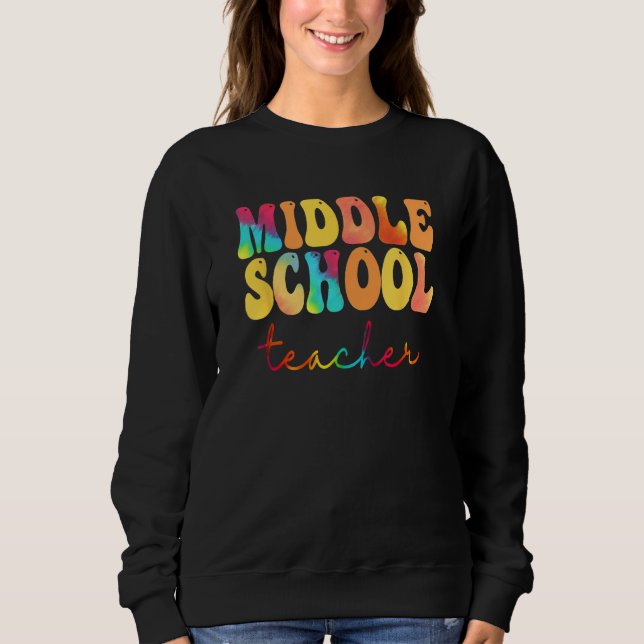 Moletom Professor de Ensino Fundamental Retro Groovy Feliz (Frente)