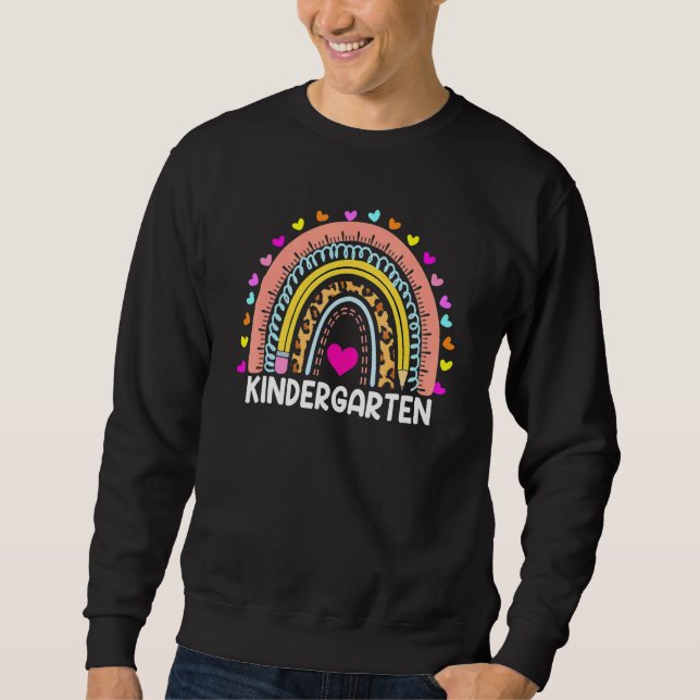 Moletom Professor de jardim de infância Boho Rainbow Leopa (Frente)