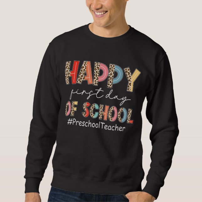 Moletom Professor de pré-escola Boho Leopardo Feliz Primei (Frente)