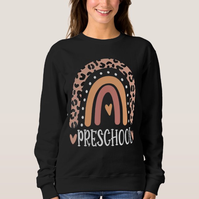 Moletom Professor de pré-escola Leopard Rainbow Professor  (Frente)