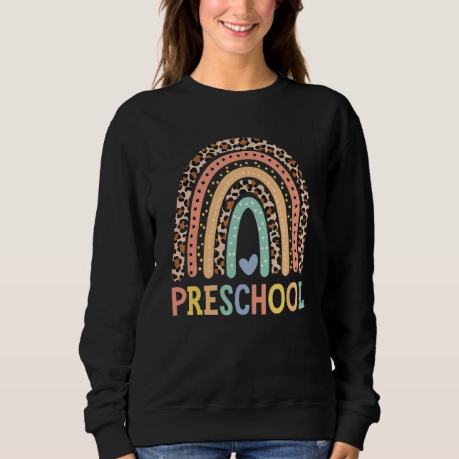 Moletom Professor de pré-escola Leopard Rainbow Professor  (Frente)