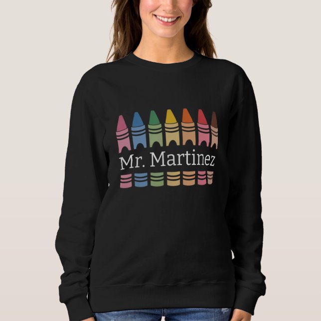 Moletom Professor personalizado Crayon Nome Cute Back Scho (Frente)