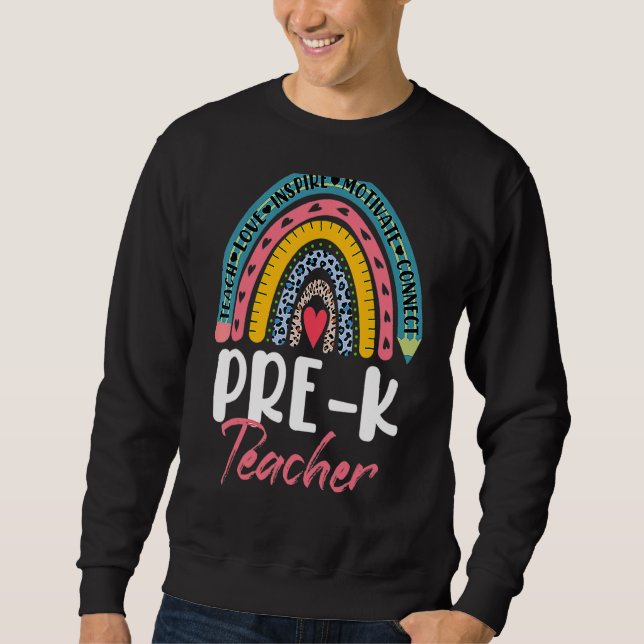 Moletom Professor Pré K Boho Rainbow Cute De Volta À Escol (Frente)