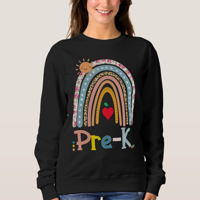 Moletom Professor Pré-K Boho Rainbow Estudante De Volta À  (Frente)