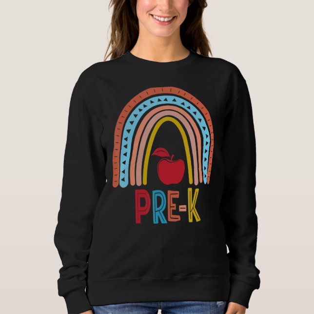 Moletom Professor Pré-K Boho Rainbow Estudante De Volta À  (Frente)