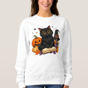 Moletom Professora Bruxa Gato Preto Abóbora de Halloween