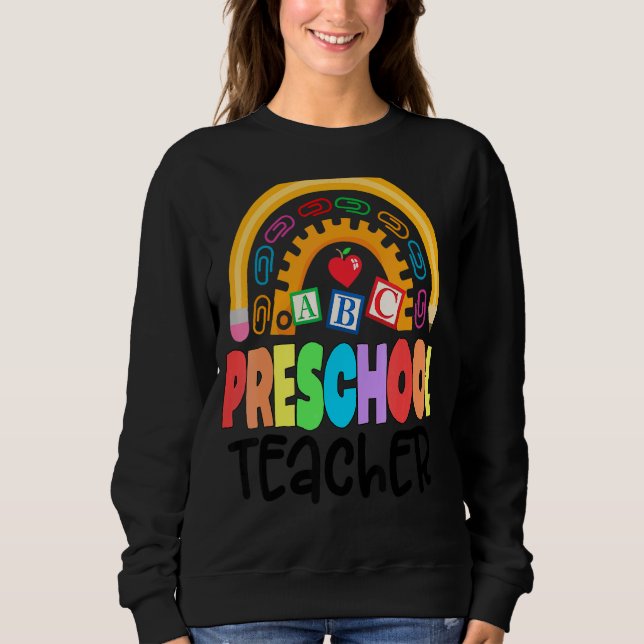 Moletom Professora Da Pré-Escola De Volta À Apreciação Da  (Frente)