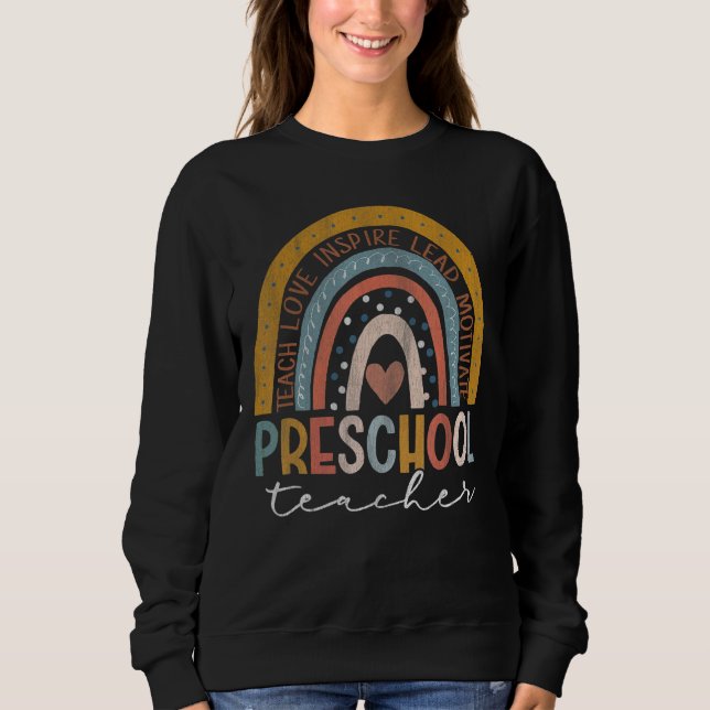 Moletom Professora da pré-escola Ensina Amor Inspire Boho  (Frente)