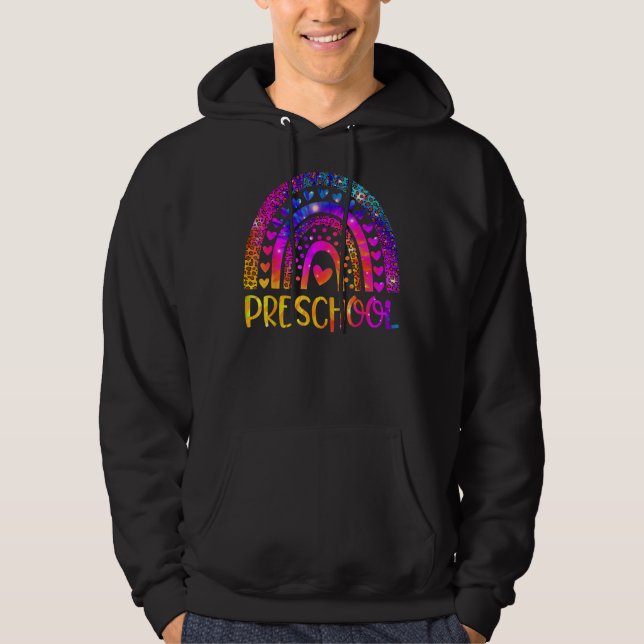 Moletom Professora Da Pré-Escola Leopard Tie Dye Rainbow D (Frente)