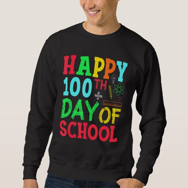Moletom Professora De Ensino Feliz 100º Dia Da Escola (Frente)