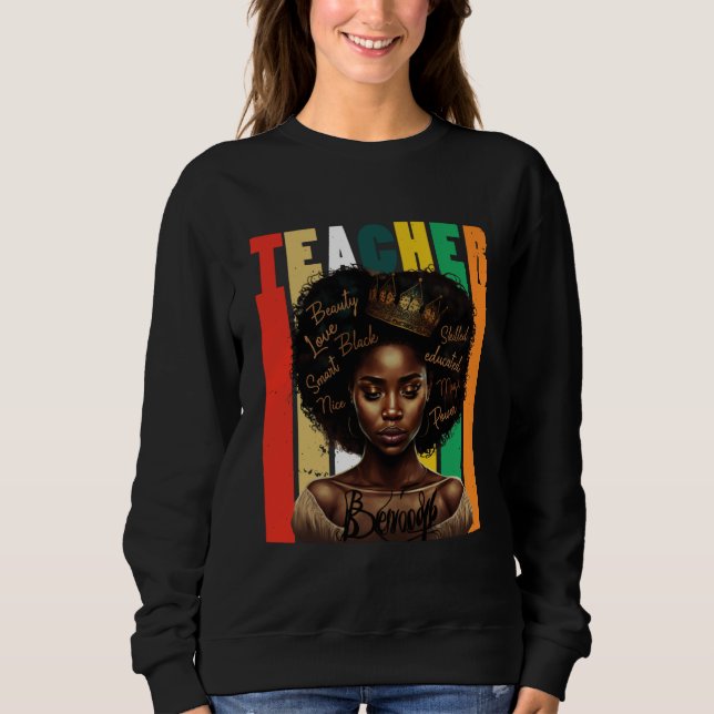 Moletom Professora de Mulheres Negras Afro Retro Mês da Hi (Frente)
