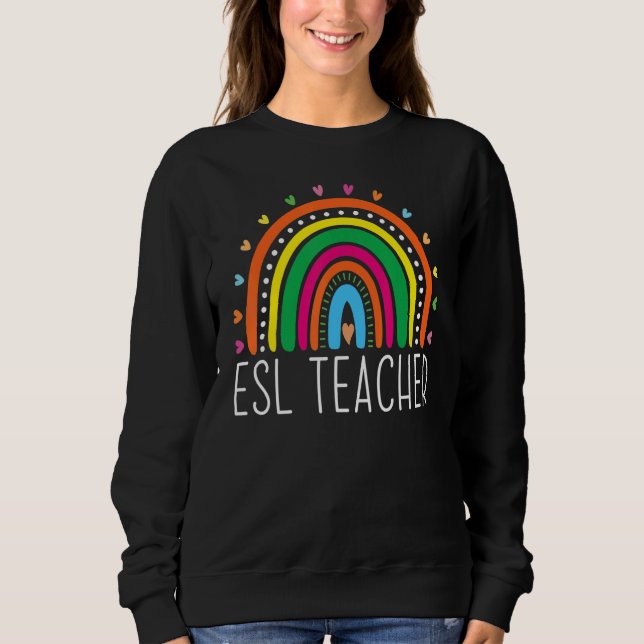 Moletom Professora do ESL Boho Rainbow De Volta À Escola A (Frente)