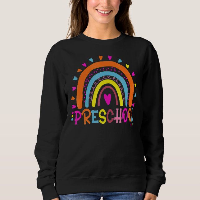 Moletom Professora Do Preschool Boho Rainbow No Dia Passad (Frente)
