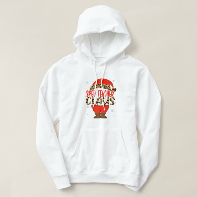 Moletom Professora do Sped Claus Christmas Santa Hat mat (Frente do Design)
