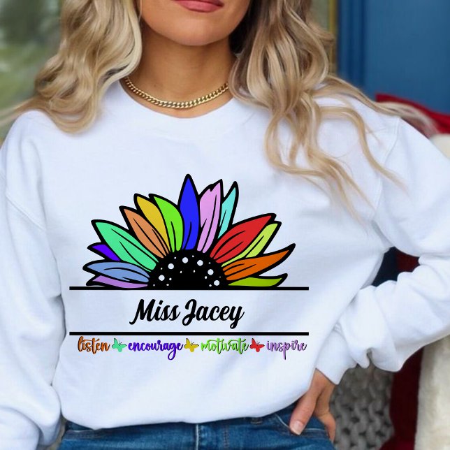 Moletom Professores de flores selvagens Apreciação, profes (Listen Encourage Teacher Motivate Inspire,Teacher, Teacher Life, Teachers Appreciation sweatshirt)