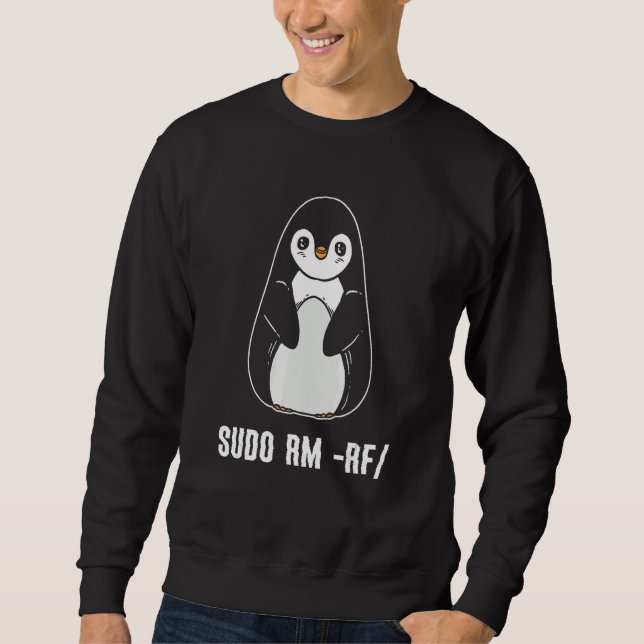 Moletom programador de computador Linux sudo rm rf (Frente)
