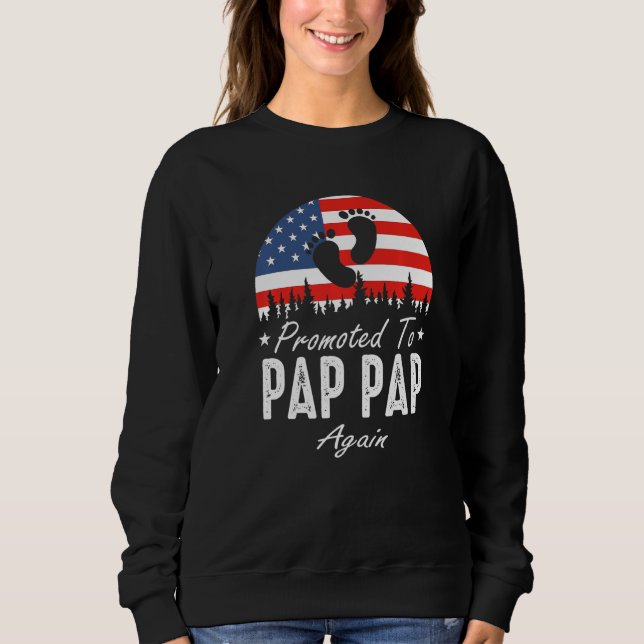 Moletom Promoted To Pap Pap Again 2024 US Flag Father's Da (Frente)