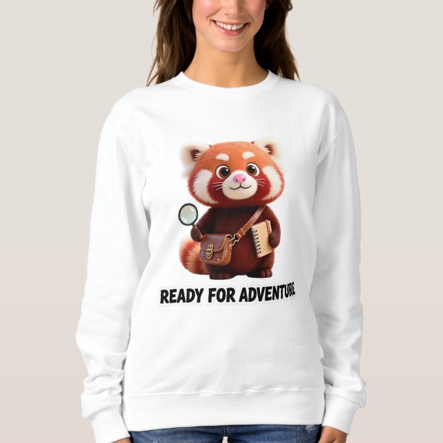 Moletom Pronto Para Aventura Fofa Panda Vermelha Explorado (Frente)