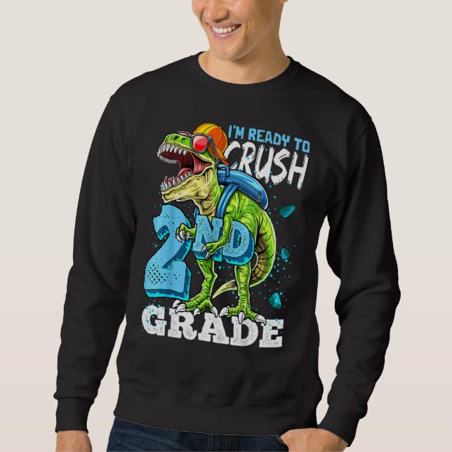 Moletom Pronto Para Esmagar O Dinossauro Rex Grau De segun (Frente)