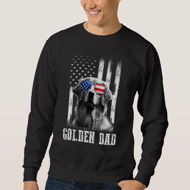 Moletom Proud American Golden retriever Flag  Dog Dad Mom (Frente)