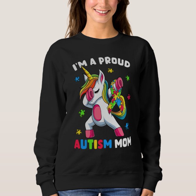 Moletom Proud Autism Mom Dab Dance Women's Dabbing Unicorn (Frente)
