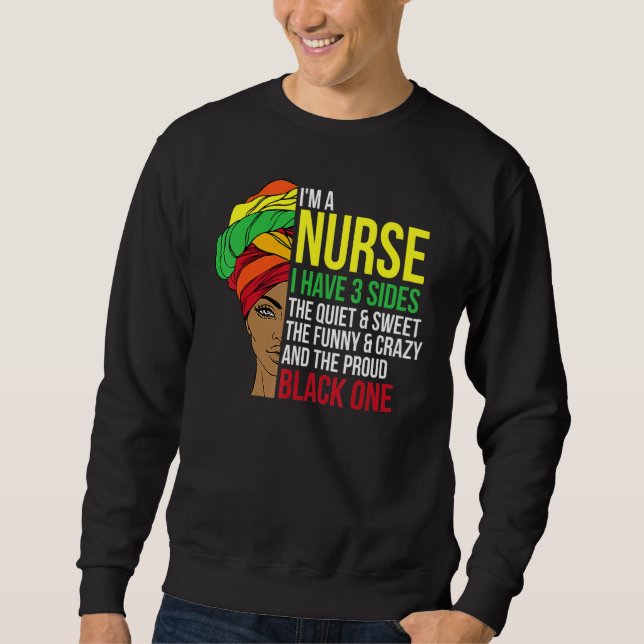 Moletom Proud Black Nurse Woman Afro Cool Black History Mo (Frente)