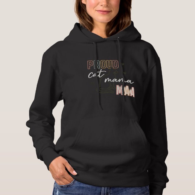 Moletom Proud Cat Mama Retro Line Art Cat Mom Design (Frente)