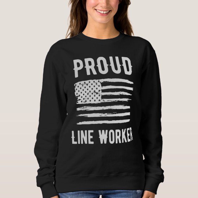 Moletom Proud Line Worker Profession American Flag (Frente)