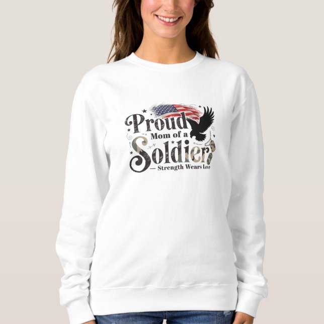 Moletom Proud Military Mom Soldier Pride Art (Frente)