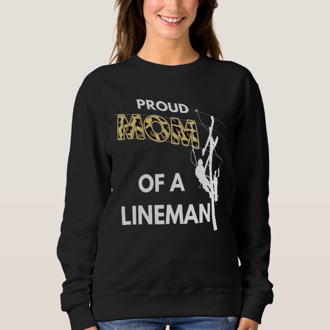 Moletom Proud Mom Of A Lineman Leopard Plaid Electric Cabl (Frente)