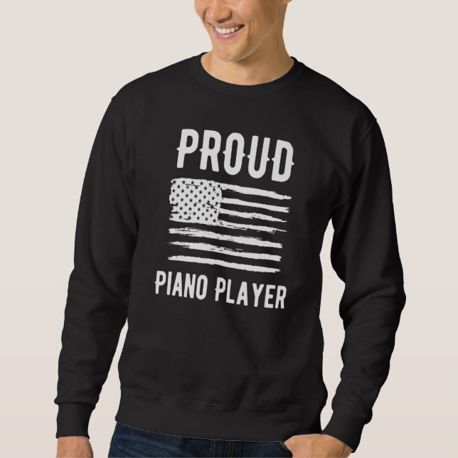 Moletom Proud Piano Player Profession American Flag Premiu (Frente)