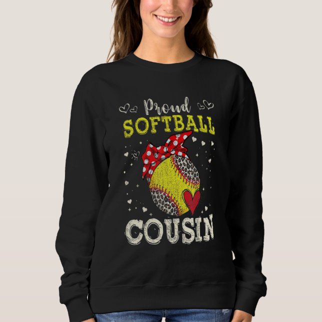 Moletom Proud Softball Cousin Leopard Game Day Spirit Play (Frente)