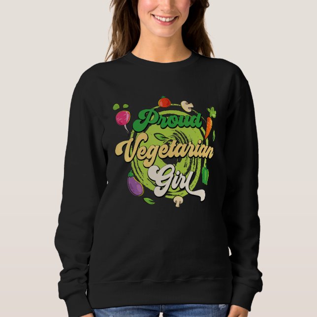 Moletom Proud Vegetarian Girl World Vegetarian Day Vegan L (Frente)