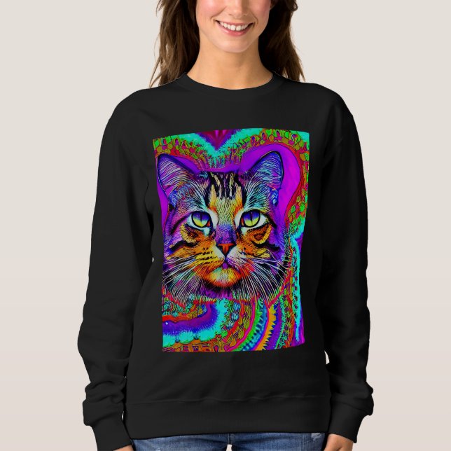 Moletom Psychedelic Kitty Kitten Lover In Cat Art Style_3 (Frente)
