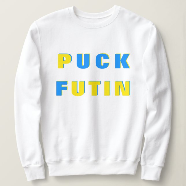 Moletom Puck Futin T-shirt Ucrânia suporta a bandeira ucra (Frente do Design)