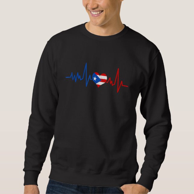 Moletom Puerto Rico Heart Puertorro Heartbeat EKG Pulse Pu (Frente)