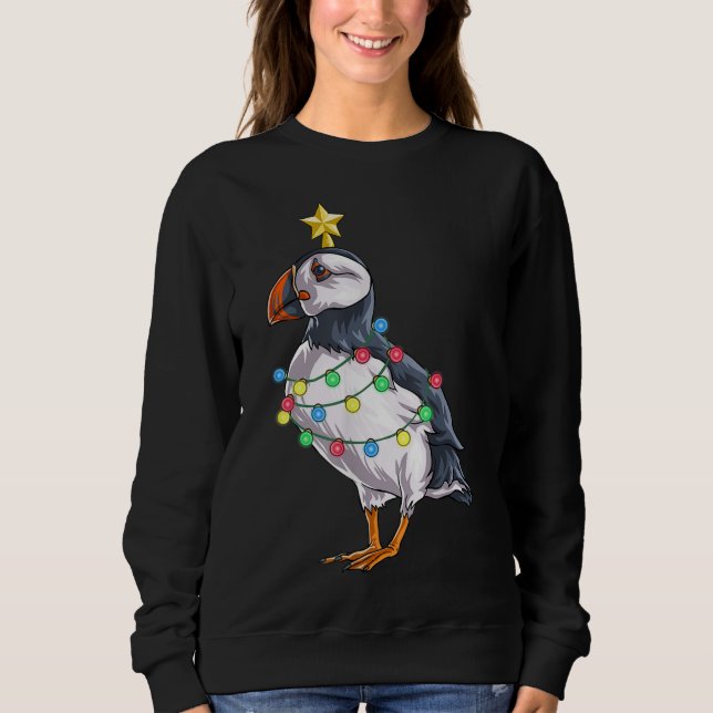 Moletom Puffin Bird Christmas Tree Reindeer Lights Gift Xm (Frente)