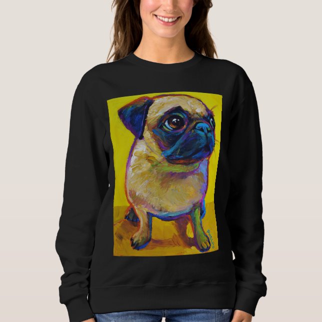 Moletom Pug Adorable Puppy on Yellow Classic T-Shirt 250 (Frente)