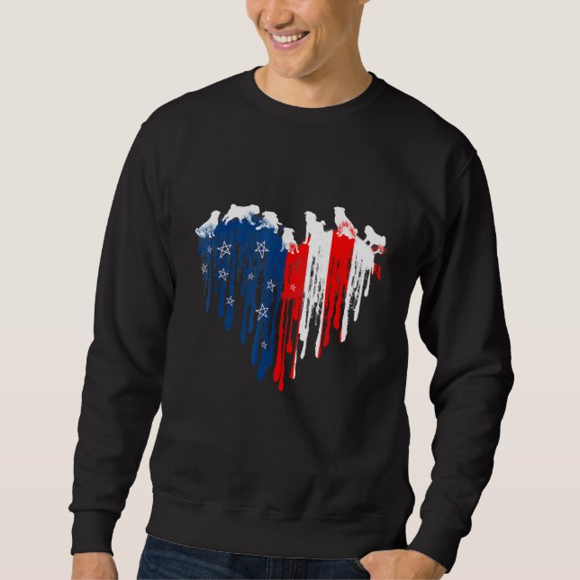 Moletom Pug American Heart Flag Dog 4 De Julho (Frente)