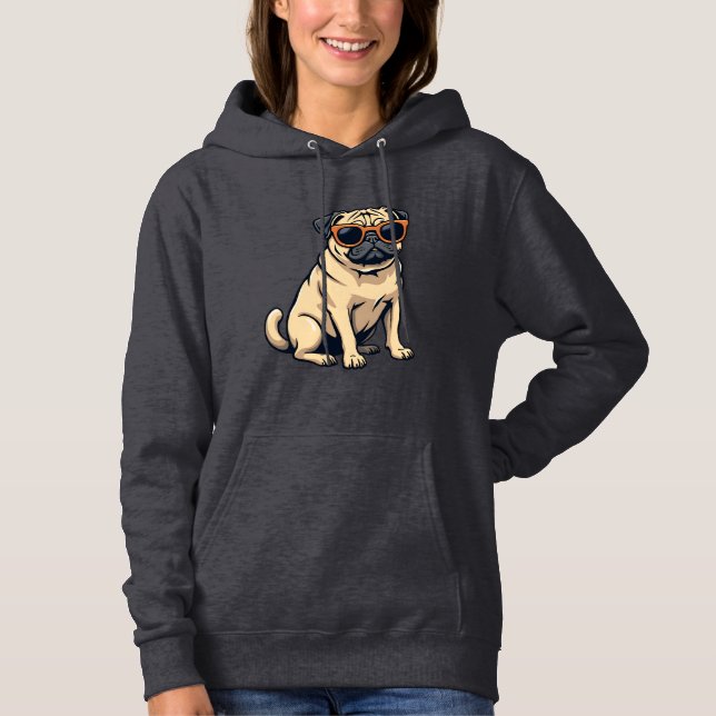Moletom Pug Antigo Fazendo Dab com Óculos de Sol Cachorro  (Frente)