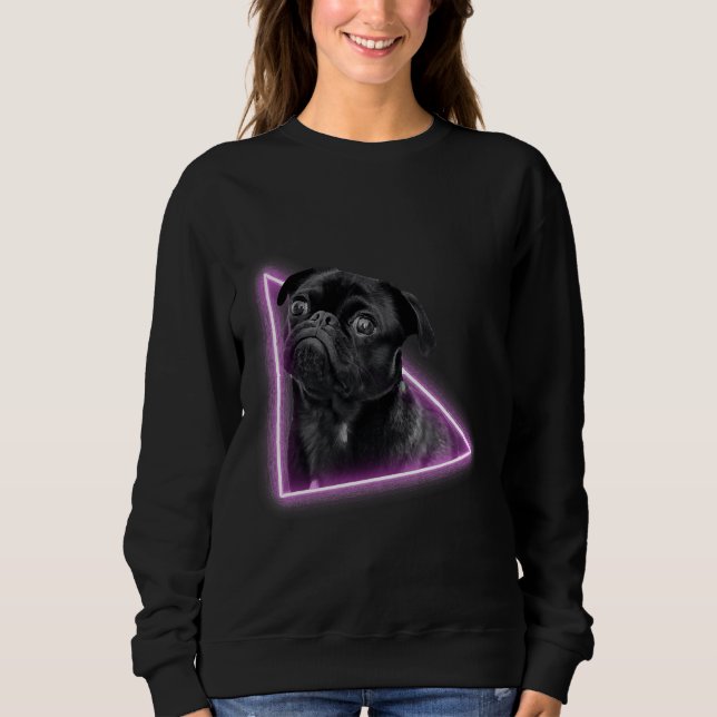 Moletom Pug bonito saindo do gateway neon Classic T-Shi (Frente)