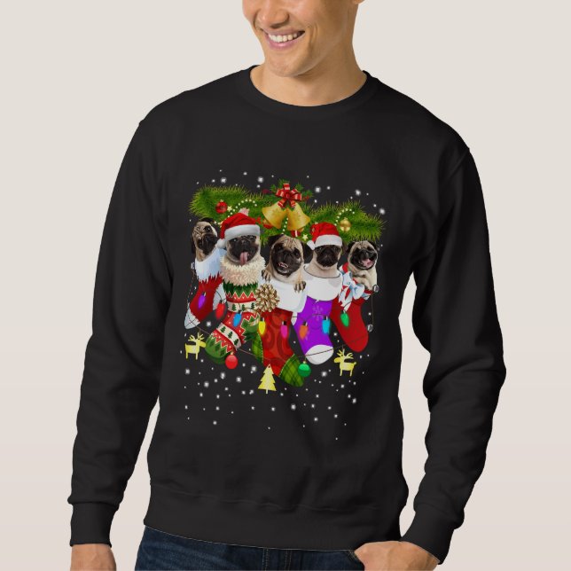 Moletom Pug Christmas, Engraçados Engraçados, Meias Xmas, (Frente)