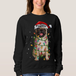 Moletom Pug Christmas Tree Lights Papais noeis Cachorro Xm