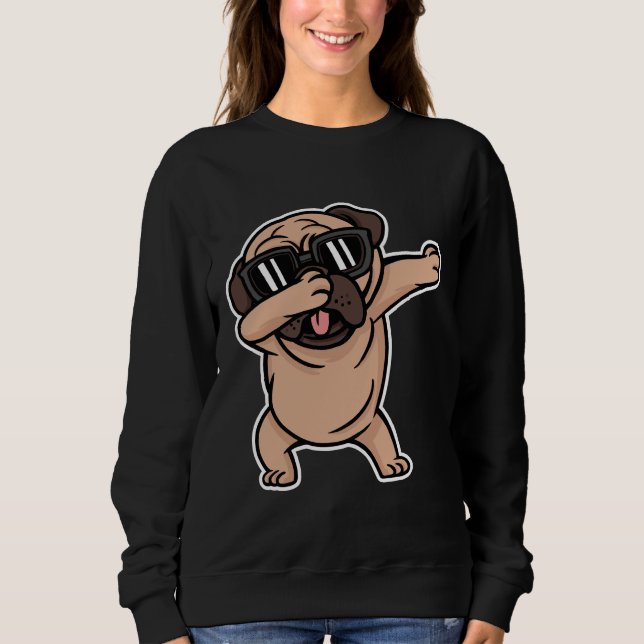 Moletom Pug Dabbing Com Óculos De Sol Essencial T-Shirt 57 (Frente)