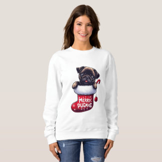 Moletom Pug de Natal "Feliz Pugmas" bonito