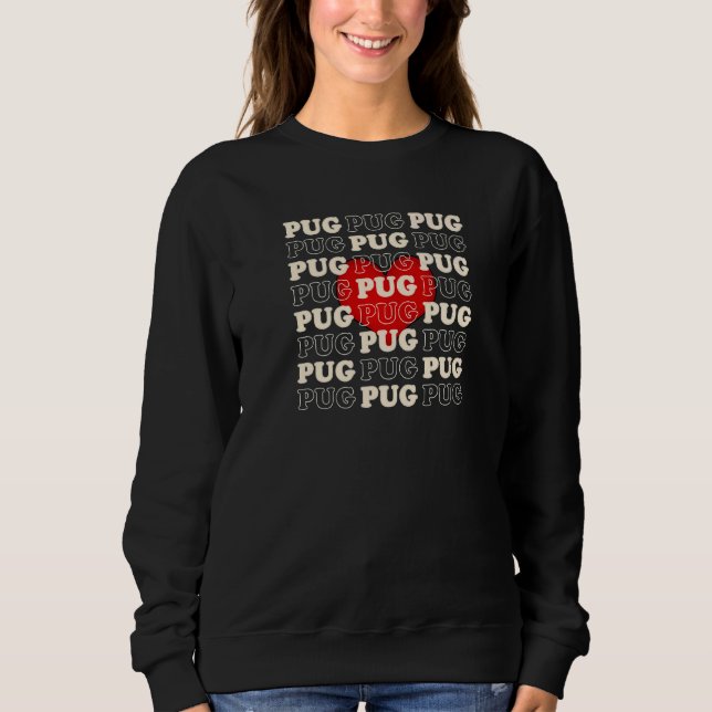 Moletom Pug Dog Crote Heart Retro Vintage (Frente)