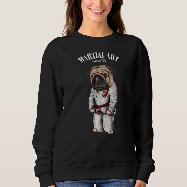 Moletom Pug Dog Judo Karate Master em Judogi Branco (Frente)