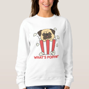 Moletom Pug Dog Popcorn Whats Poppin Funny