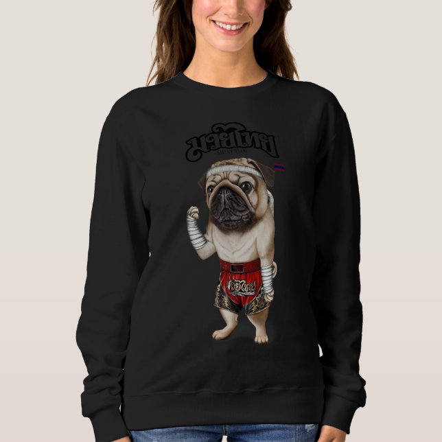 Moletom Pug Dog Tão Muay Thai Kick BoxChampion (Frente)